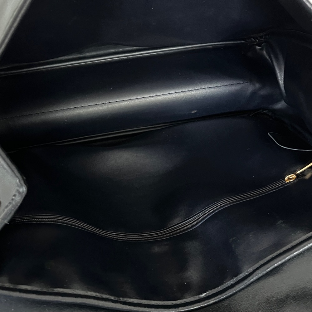 Longchamp Black Leather Top-Handle Tote with Gold Accent - Picture 7 of 13